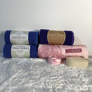 4 Hot Yoga Towel Mat Non-Slip Sweat Absorbent Pilates Workout Towels 2 Straps